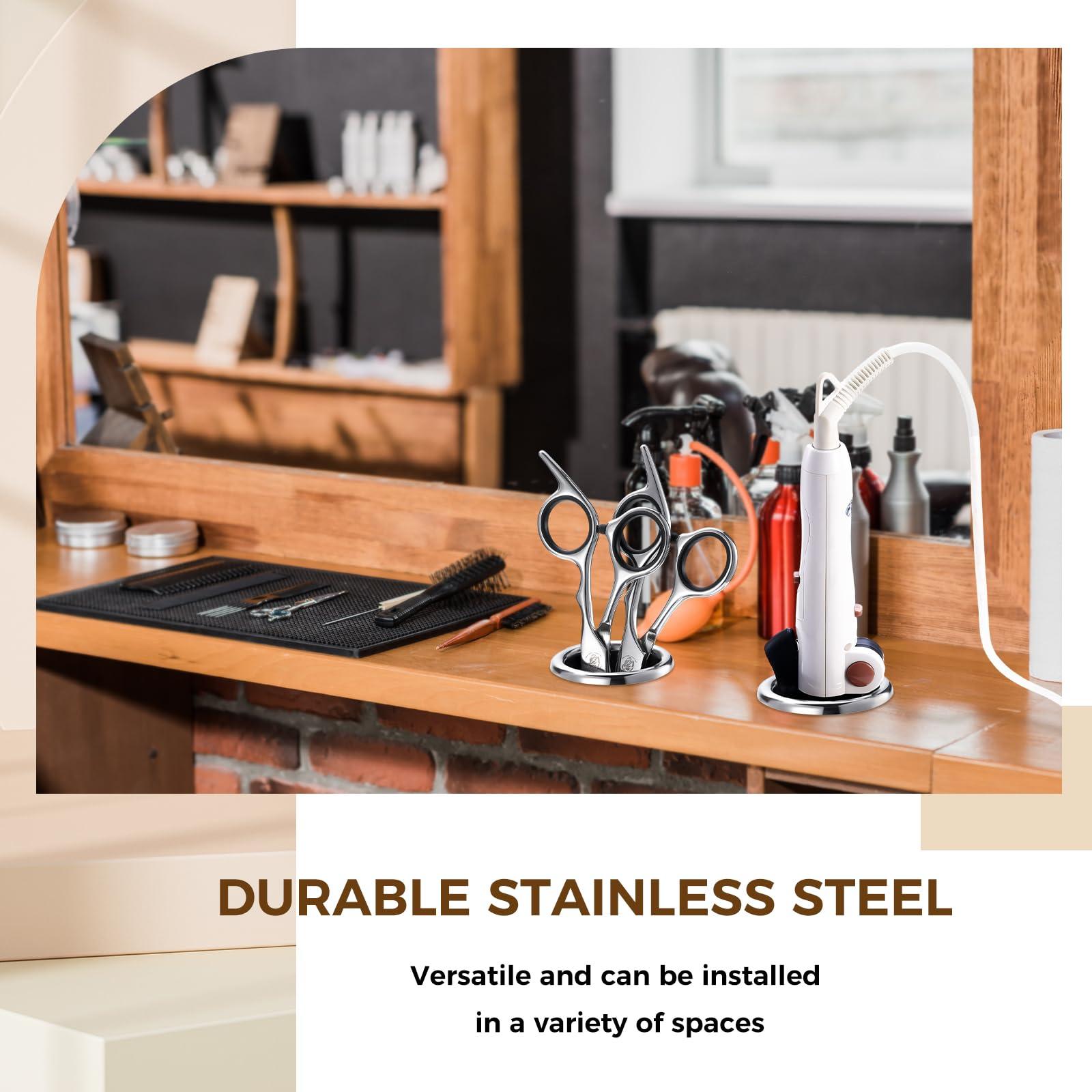 MorningRo MorningRo 3 Pcs Hair Dryer Holder Insert Curling Iron Holder Stainless Steel Salon Station Holder Appliance Hair Styling Tool Tube Comb Organizer for Hairdresser Bathroom(Sliver,3\"+2\"+1.5\")