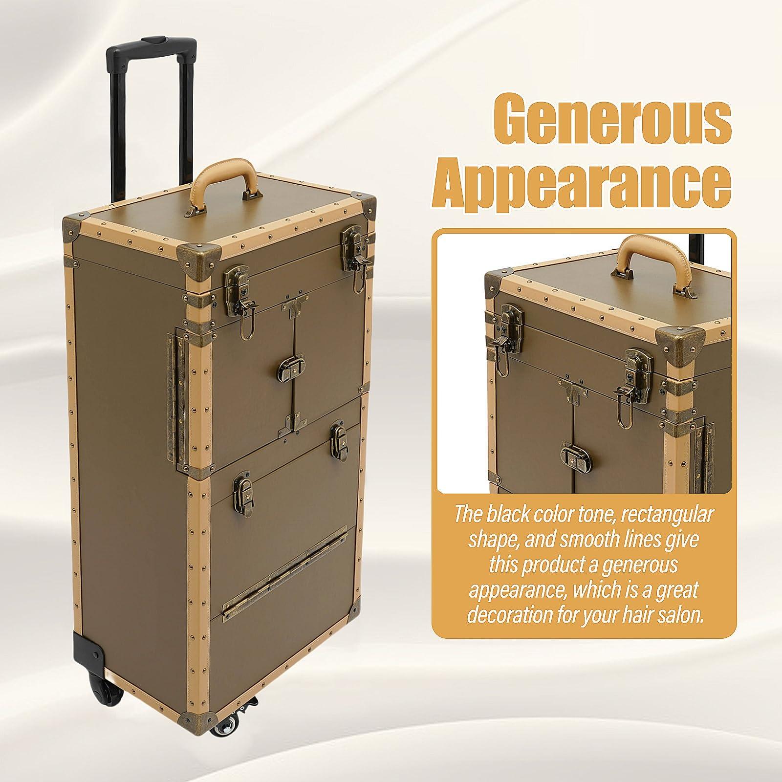 YIYIONCE YIYIONCE Hair Stylist Travel Case Punk Style Rolling Makeup Train Case Cosmetology Case on Wheels Hairdressing Trolley with 2 Password Locks Beauty Salon Luggage for Hairstylists | US STOCK