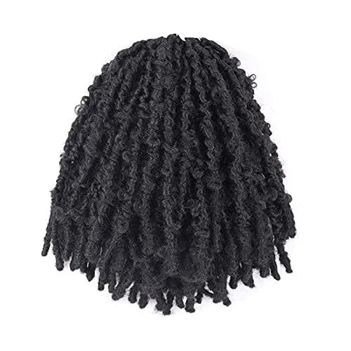 ToyoTress Toyotress Butterfly Locs Crochet Hair - 10 inch 7Pcs Natural Black Pre-twisted Distressed Crochet Braids, Short Bob Faux Locs Pre-looped Synthetic Braiding Hair Extensions (10 Inch, 1B-7P)
