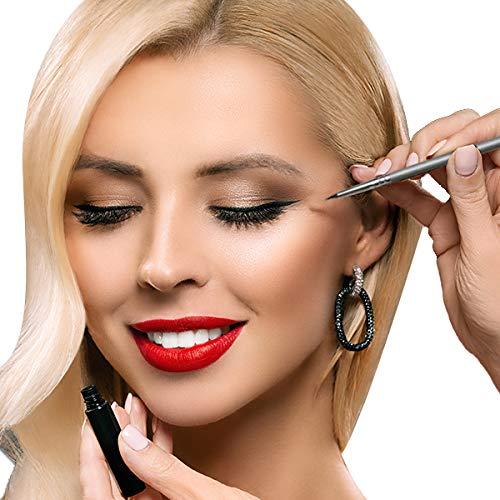Vertex Eyeliner Brush Fine Angled Set - For Liquid Gel Liner Applicator Bent Stencils Thin Pencil Pen Real Small Sharpener Angle Wing Tips Firm Makeup Brushes Black Stamp Winged Kit Flat Waterproof Cat Eye