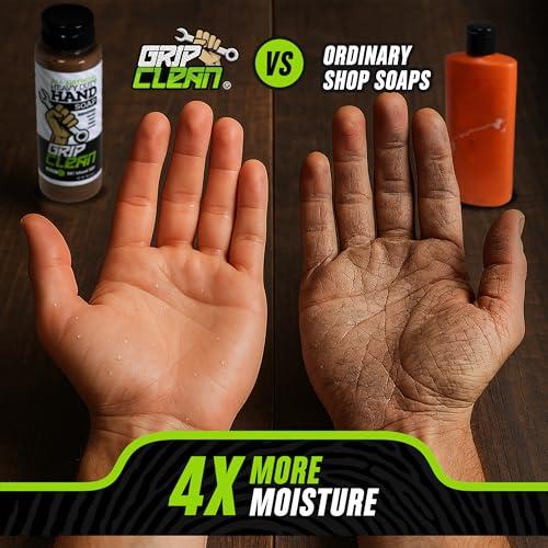 Grip Clean Grip Clean Squeeze Bottle & Brush Combo - Heavy-Duty Degreaser Hand Cleaner & Nail Brush Set - Tackle Grease, Oil, & Grime with Natural Pumice Soap & Nail Cleaning Scrub for Clean Hands & Nails