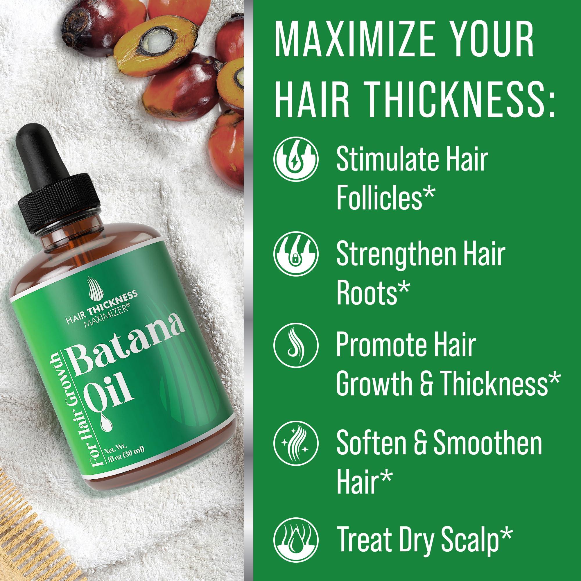 Hair Thickness Maximizer Batana Oil for Hair Growth - Combined with Pumpkin Seed & Rosemary Oil - Hair Thickening & Strengthening Scalp Treatment for Women & Men  1oz