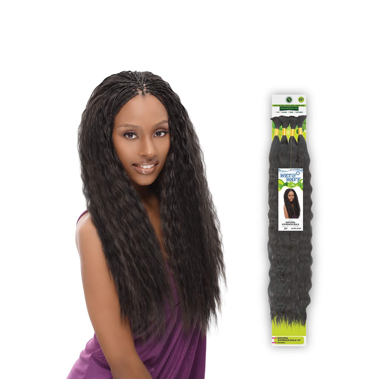 Janet Janet Collection Unprocessed Natural Virgin Remy Human Hair Wet N Wavy Super French Bulk (4pcs) (1-pack [18"], NATURAL)