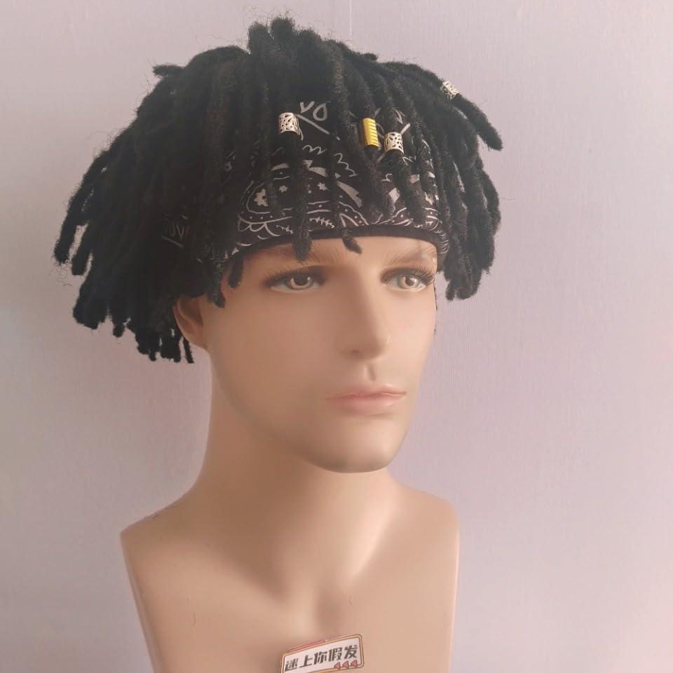 Remanbo Remanbo 6inch Short Dreadlocks Black for Men Fashion Headband 120g High Temperature Fiber Machine Made (Black)