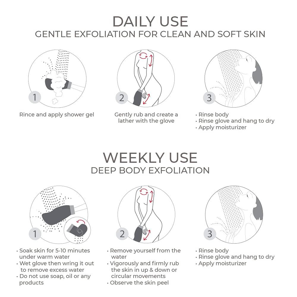 LE GANT RENAISSANCE Renaissance Glove a body Exfoliating Mitt with face scrubbing accessory by Daniele Henkel – Vegan more effective & resistant than a loofah, brush or scrub sponge bath -100% natural (Royal Magenta)