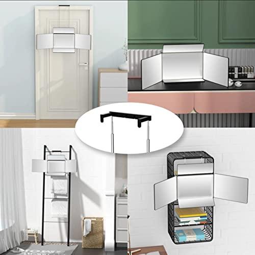 mozhixue mozhixue Upgraded 3 Way Barber Mirror Folding 5 Way Hair Cutting Barber Mirror 360°Wall Mounted Makeup Mirror, Add Top and Bottom Retractable Self Haircut Mirrors, for Self Hair Cutting Makeup,Black
