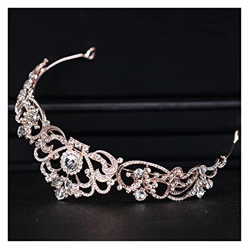 nihngvjm nihngvjm Bridal Crown Trendy Crystal Crown Rose Gold Bridal Tiara and Crown Hair Accessories for Wedding Bride Women Hair Jewelry Headpiece Headdress Tiara for Women (Size : Y)