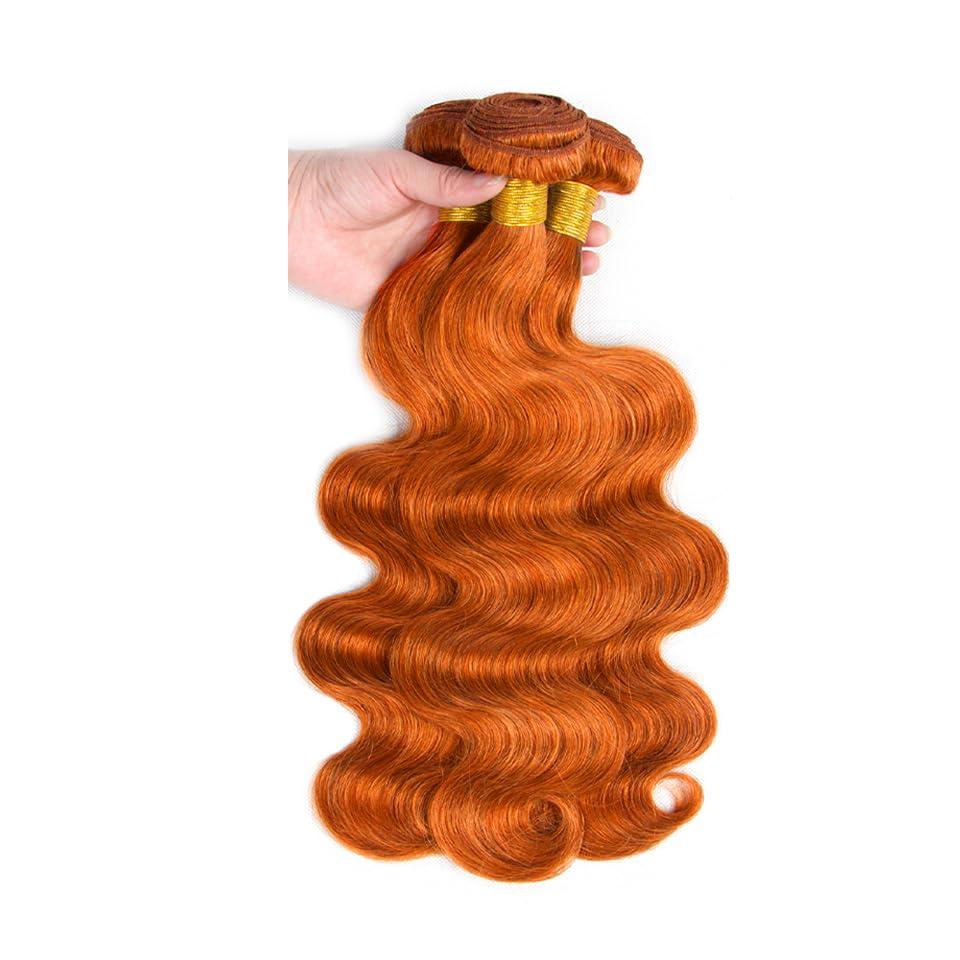 WuvuSnm Ginger Human Hair Bundles #350 Body Wave Bundles Burnt Orange Human Hair Bundles 20 22 24 inch Ginger Body Wave Bundles for Women
