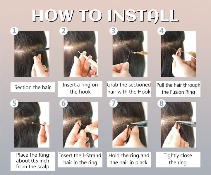 FUIBEJAE Micro Loop Human Hair Extensions,Micro Links Hair Extension,Straight Micro Loop Human Hair Fusion Hair Extensions Human Hair 50g 50s,24inch