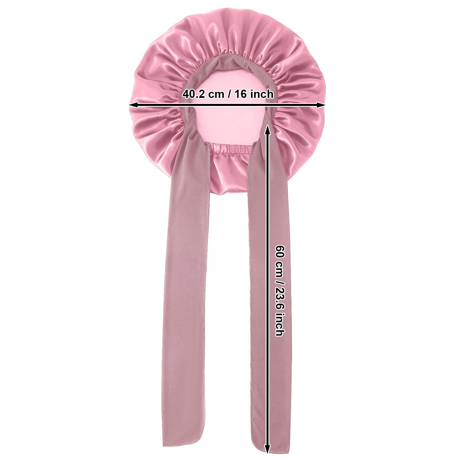 Srevela Satin Silk Bonnet Hair Bonnet for Sleeping Jumbo Sleep Cap, Bonnet for Women Curly Hair, Double Layer Bonnet with Tie Band, Shower Cap