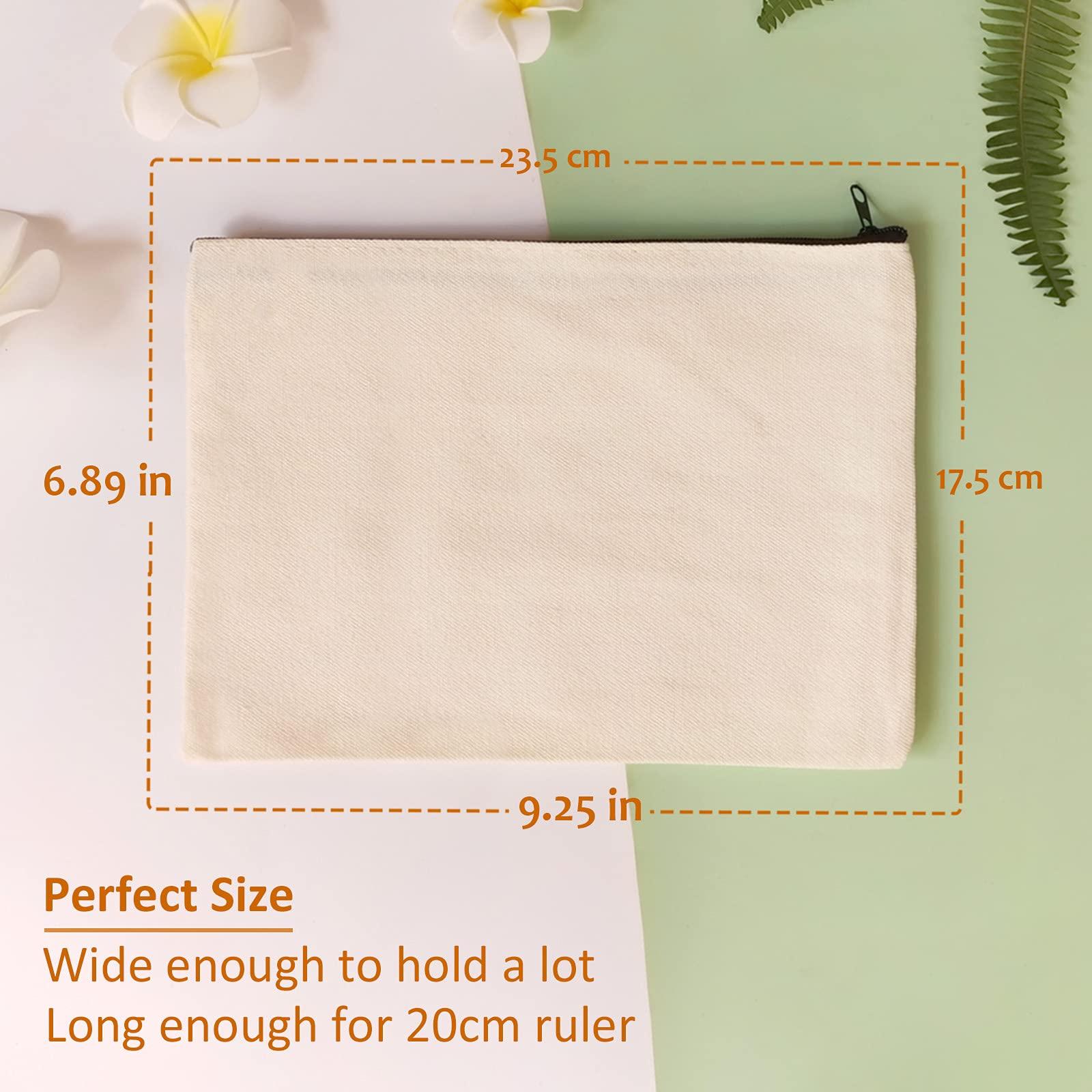 Koolmox Koolmox Canvas Makeup Bags, Canvas Zipper Pouch Bulk, 40 Pack 9x7\'\' Large Cosmetic Pouch Plain Craft Blanks Bag for Women to Personalize Decorate Tie Dye Vinyl Print to Travel Cosmetic Toiletry Pouch