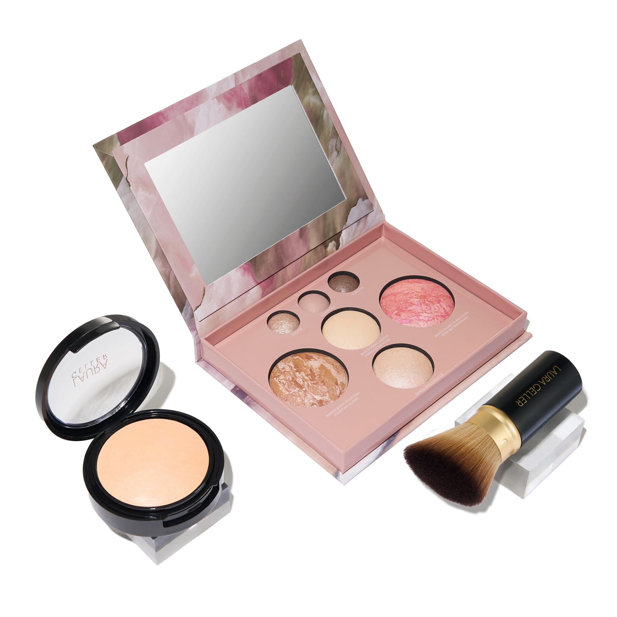 LAURA GELLER NEW YORK LAURA GELLER NEW YORK Baked Starter Kit - Full Coverage: Double Take Powder Foundation, Fair and Best of the Best Face Palette and Retractable Angled Kabuki Brush