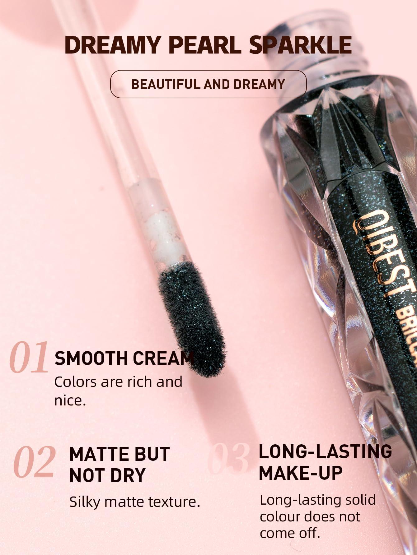 Easilydays Easilydays Black Glitter Lip Gloss, Diamond Shimmer Lipstick, Metallic Matte Lipstick High Pigment Waterproof Long Lasting Lipsticks, Sparkling Glossy Liquid Lipstick Lip Gloss for Women (#10 Black)