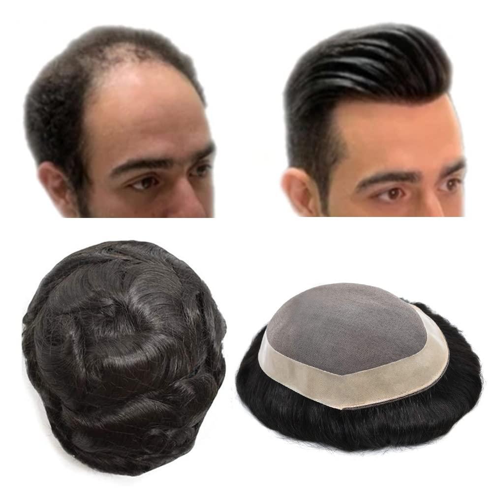 Notherss Notherss Toupee for Men Durable Fine Mono Hair System Skin NPU Natural Looking Monofilament Wigs Mens Toupee Hairpieces Medium Density European Human Hair Pieces For Men Hand Tied Men Toupee