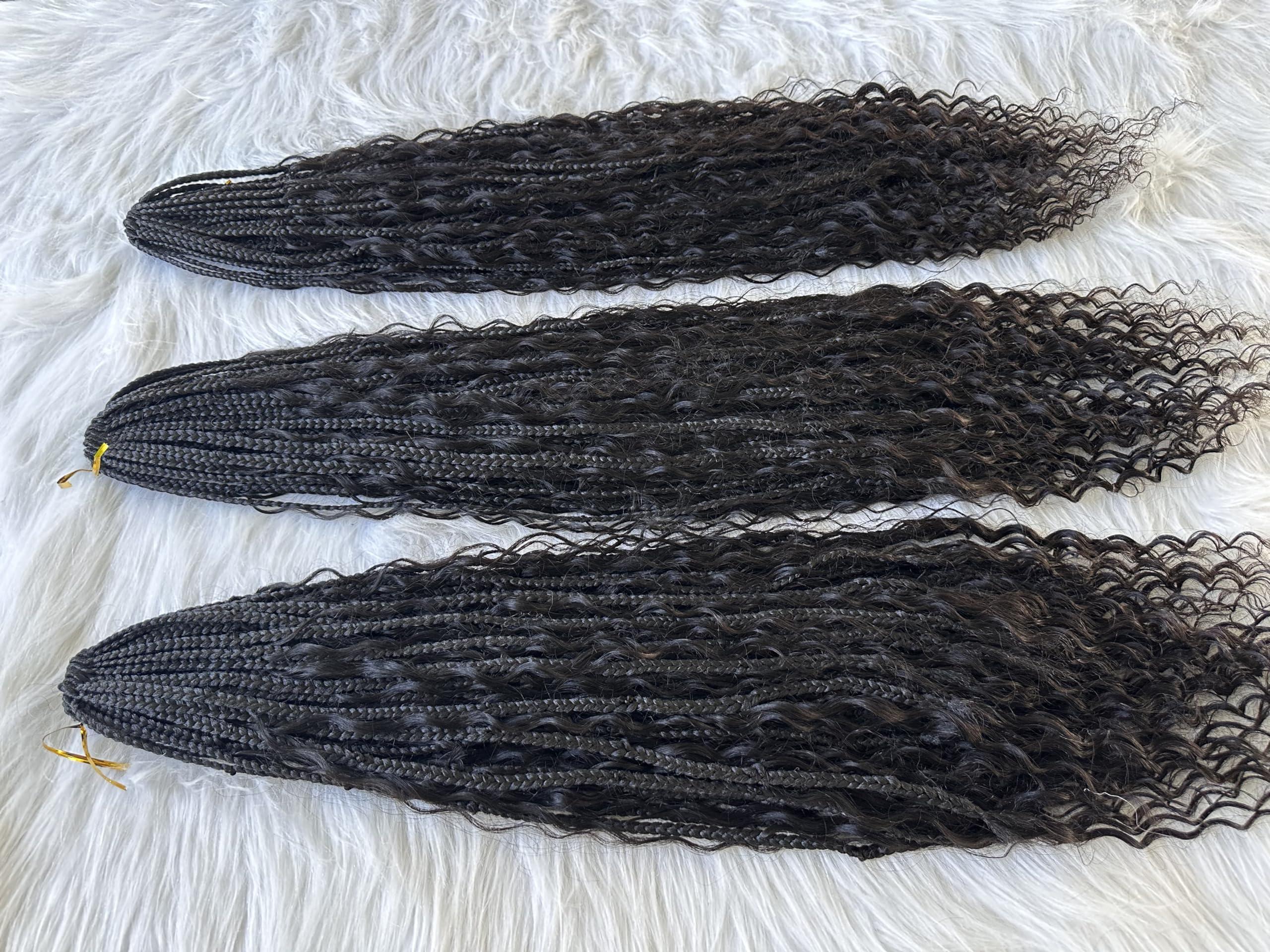 Francesca Hair Boho Box Braids Goddess Box Braids Crochet Hair Bohemian Braids Braiding Hair Box Braids with Curly Ends Pre-looped Synthetic Crochet Hair for Women 30 inch 2pack/80strands