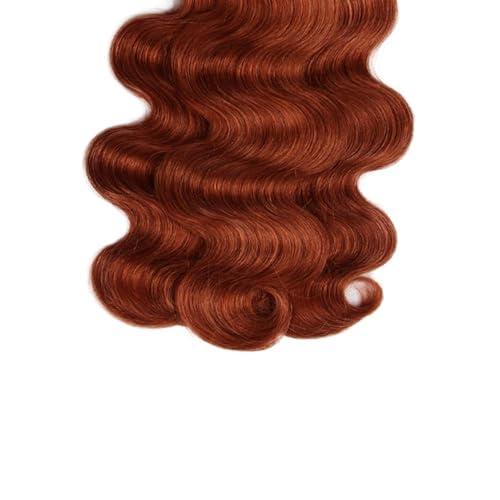 AuokMar AuokMar Copper Human Hair Bundles Reddish Brown Bundles Copper Body Wave Bundles Human Hair 26 28 30 Inch 8a Brazilian Virgin Remy Hair 3 Bundles Color #33 Body Wave Bundles