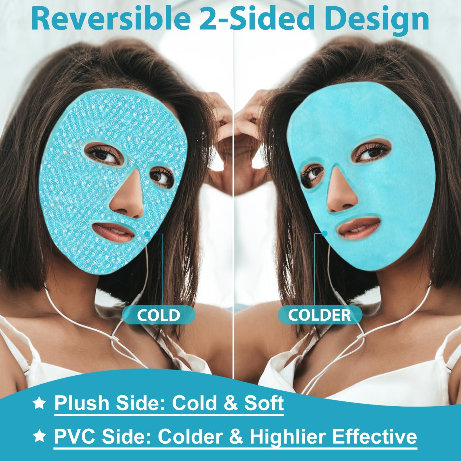 BeeVines BeeVines Ice Face Mask, Cooling Gel Pack for Puffy Eyes, Cold & Hot Reusable Compress, Frozen Eye Packs Masks for Women for Dark Circles, Puffiness & Allergies (Blue)