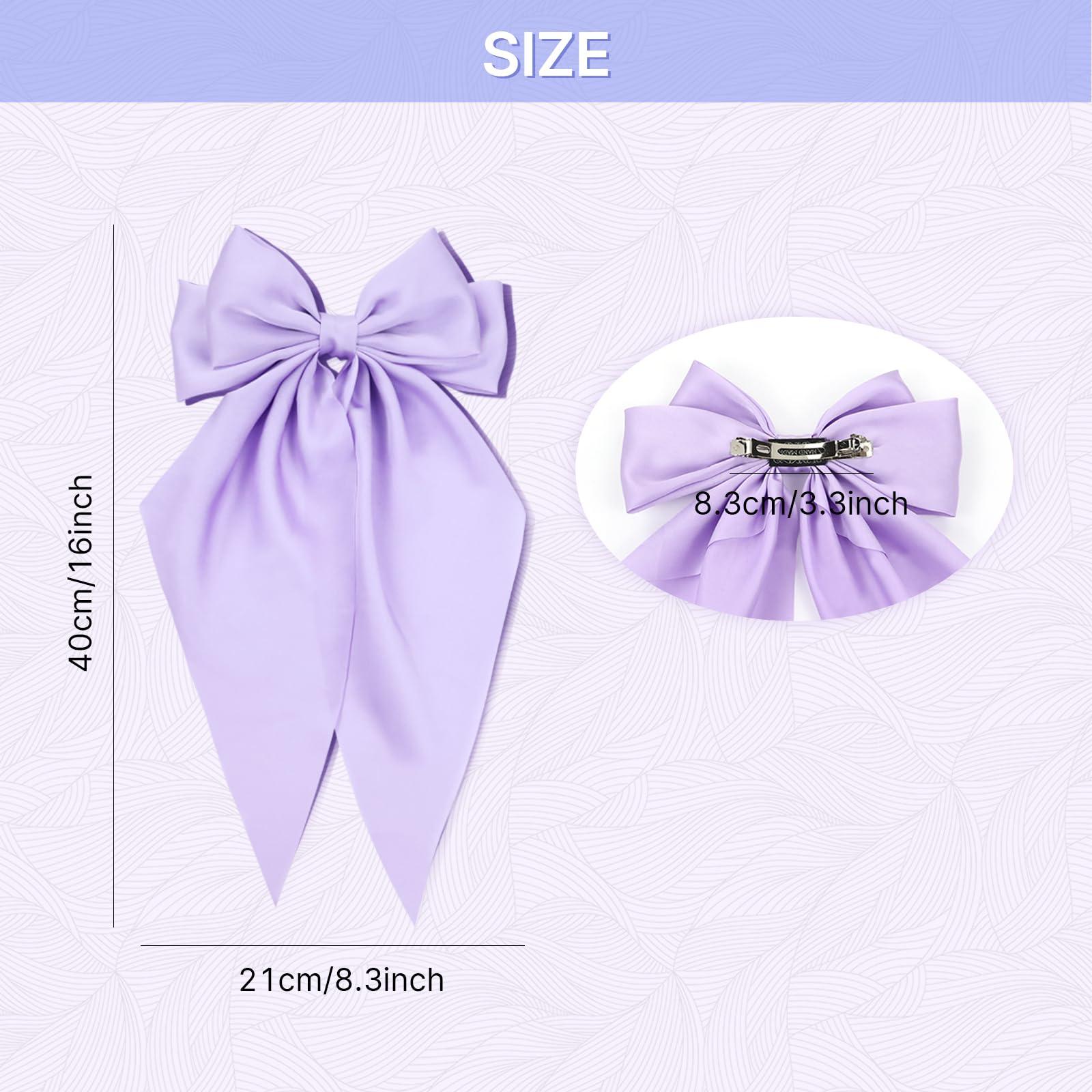 Cinaci Cinaci 8 Pieces Silky Satin Big Hair Bows for Women Girls Teens, Fancy Long Tail Bow Hair Clips French Hair Barrettes Hair Accessories