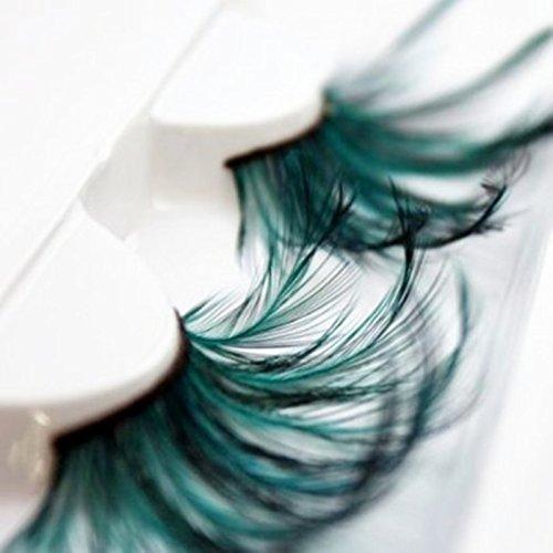 AnHua AnHua 1 Pair Long Feather False Fake Eyelashes Eye Lashes Halloween Fancy Dress Party Cosplay (Blue)
