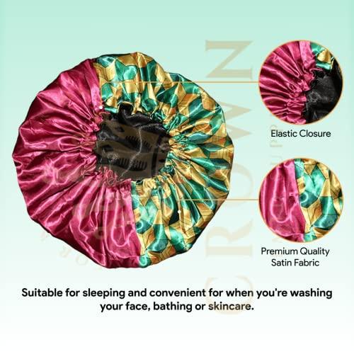 FOR KINGS. BY KINGS CROWN LMTD SUPPLY Anime Durag and Silk Bonnet 2pcs Set for Men Women, Silky Design Satin Fabric Comfort Compression, Burgundy Gold