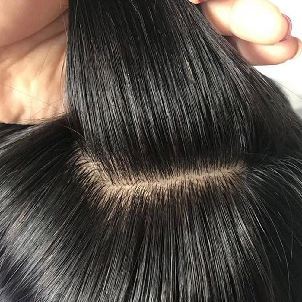 Nicewig Silk Base Top Closure Yaki Straight Bleached Hidden Knots Free Part 4x4\" Fake Scalp Lace Closure With Baby Hair Unprocessed Virgin Kinky Straight Human Hair Closure 14\"inch