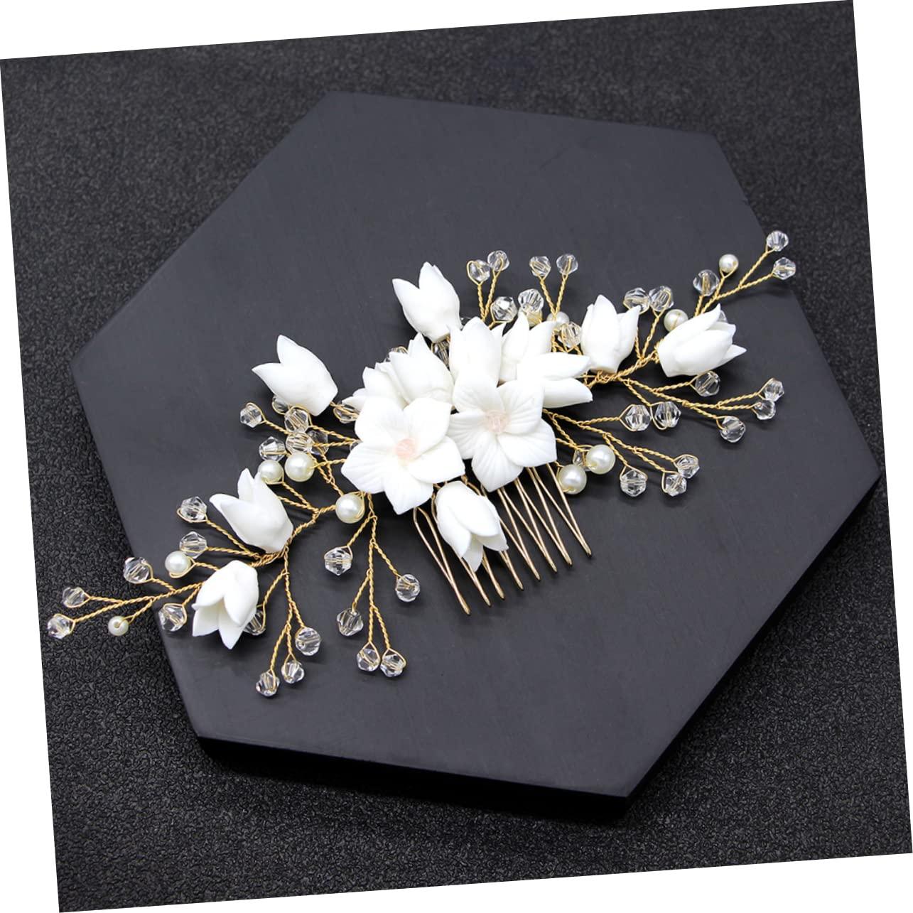 Gogogmee Gogogmee 3pcs White Wedding Headpiece Women Hairpin Bridal Hair Comb Bridal Side Comb