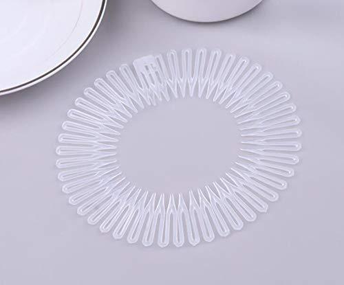 Fodattm Fodattm 6PCS Women Lady Stretch Flexible Plastic Full Circle Hair Comb Headband Hair Hoop Hair Clip Spring Head Band with Deep Teeth (Clear)