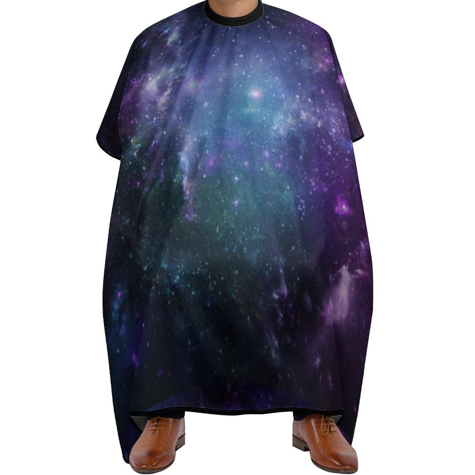 XKAWPC Blue Purple Galaxy Barber Cape Adult Haircut Cape Hairdressing Apron for Home Salon Barbershop