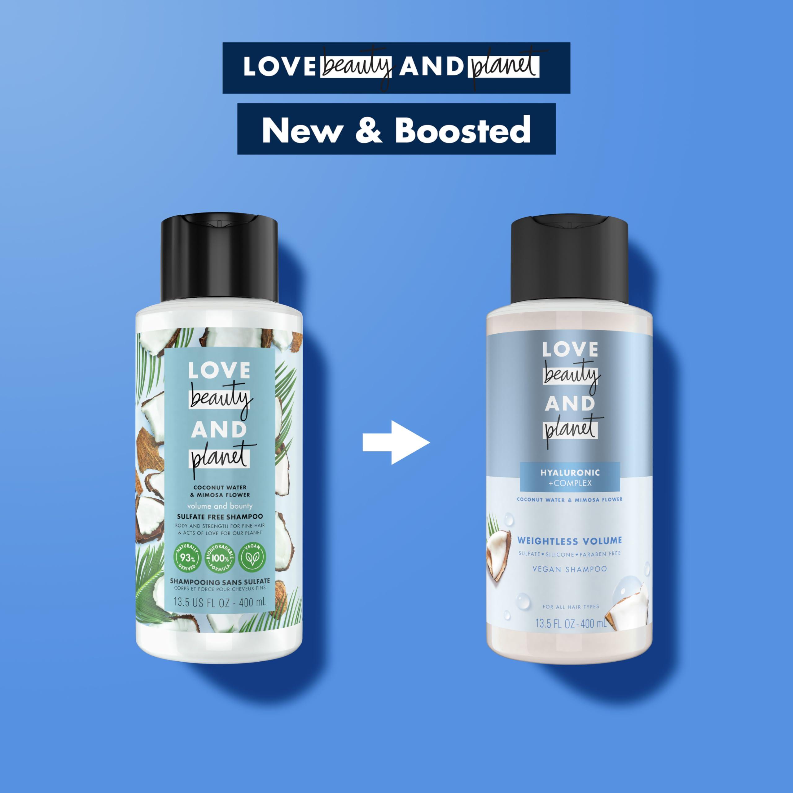 Love Beauty And Planet Love Beauty and Planet Volume and Bounty Thickening Coconut Water & Mimosa Flower Shampoo and Conditioner, 2 count Paraben Free, Silicone Free, and Vegan 13.5 oz