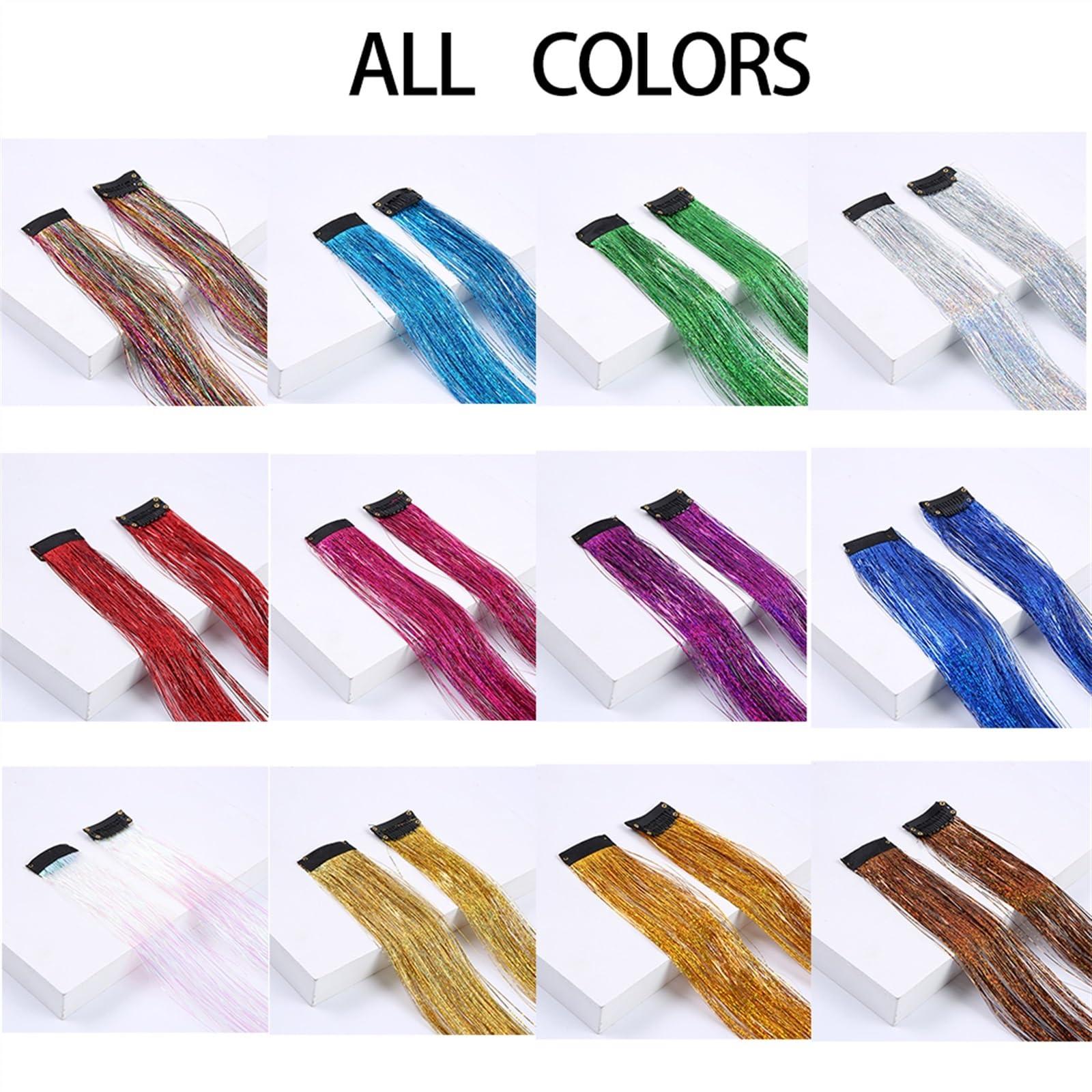 YUXING1205 Hair Extensions Clip In Hair Extensions Colored Hair Extensions 22Inch Straight Color Clip in on Hair Extension Rainbow Party Highlights Synthetic Hairpiece for Girls Hair Extensions Clip in ( Color :