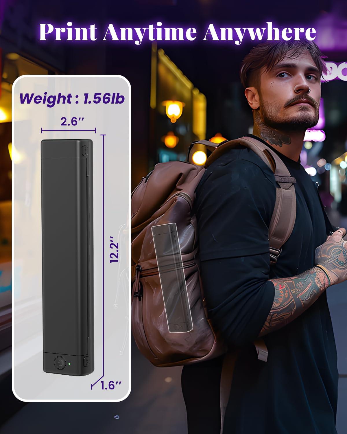 Phomemo Phomemo M08F Tattoo Stencil Printer Bluetooth, Wireless Tattoo Printer Machine, Portable Thermal Printer Tattoo, Compatible with Smartphone, Pad and PC, with 10pcs Transfer Paper (Black)