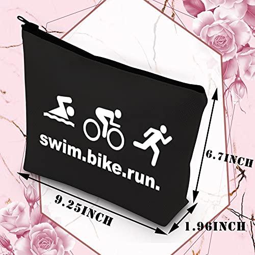 BDPWSS BDPWSS Triathlon Gifts Swim Bike Run Cosmetic Makeup Bag Travel Pouch For Women Triathlete Inspirational Gift Triathlon Lover Gift (swim bike run bl)