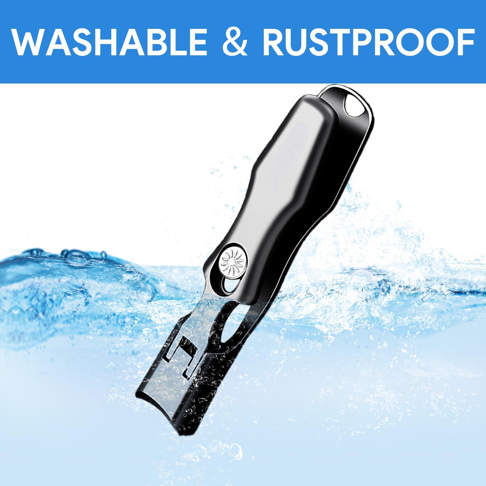 HooYiYuuX Lux German Nail Clippers Grip for Men, The UltraSharp Fingernail Clippers with Catcher, No Splash Toenail Clippers for Thick Nails for Seniors, Portable Nail Clipper with Catcher File and Safety Lock
