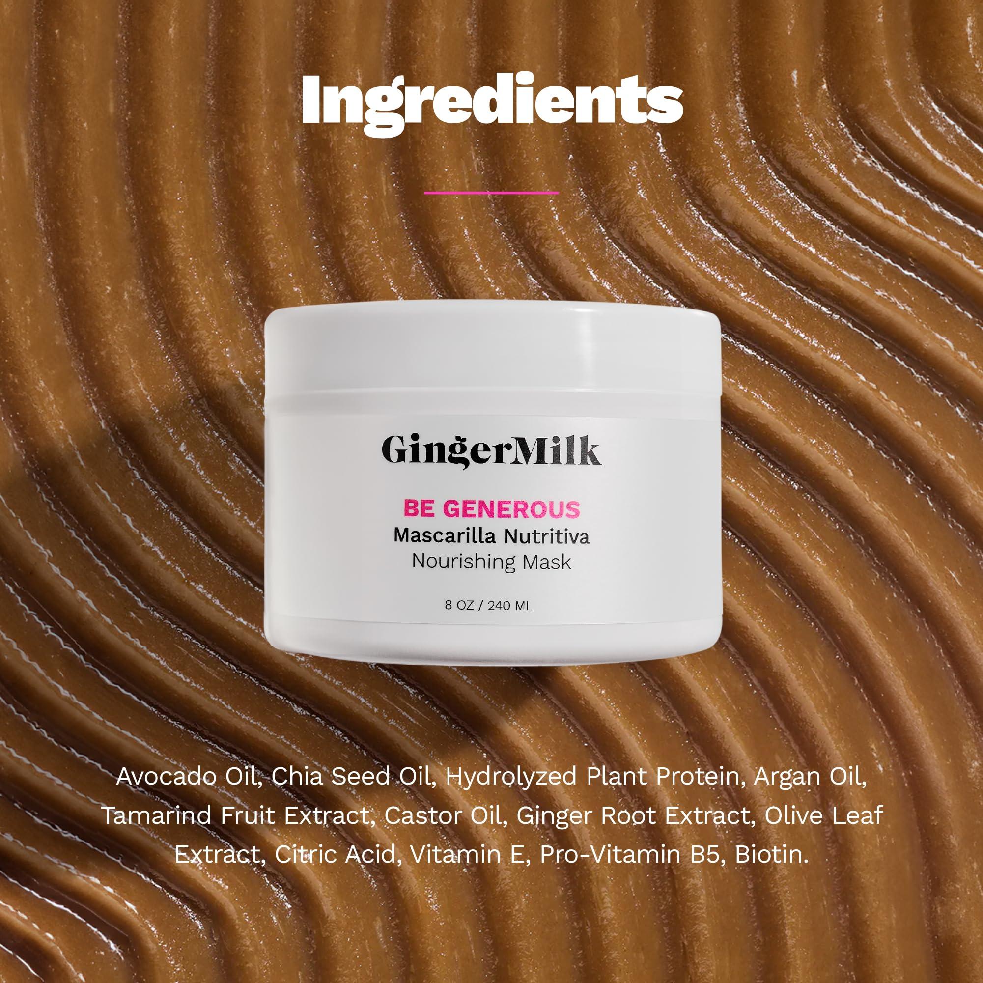 Ginger Milk Natural Care GINGER MILK - Hair Mask, Hair Care, Hair Mask For Damaged Hair, Deep Conditioning Hair Mask, Hair Mask For Dry Damaged Hair And Growth, Be Generous(8 oz.)