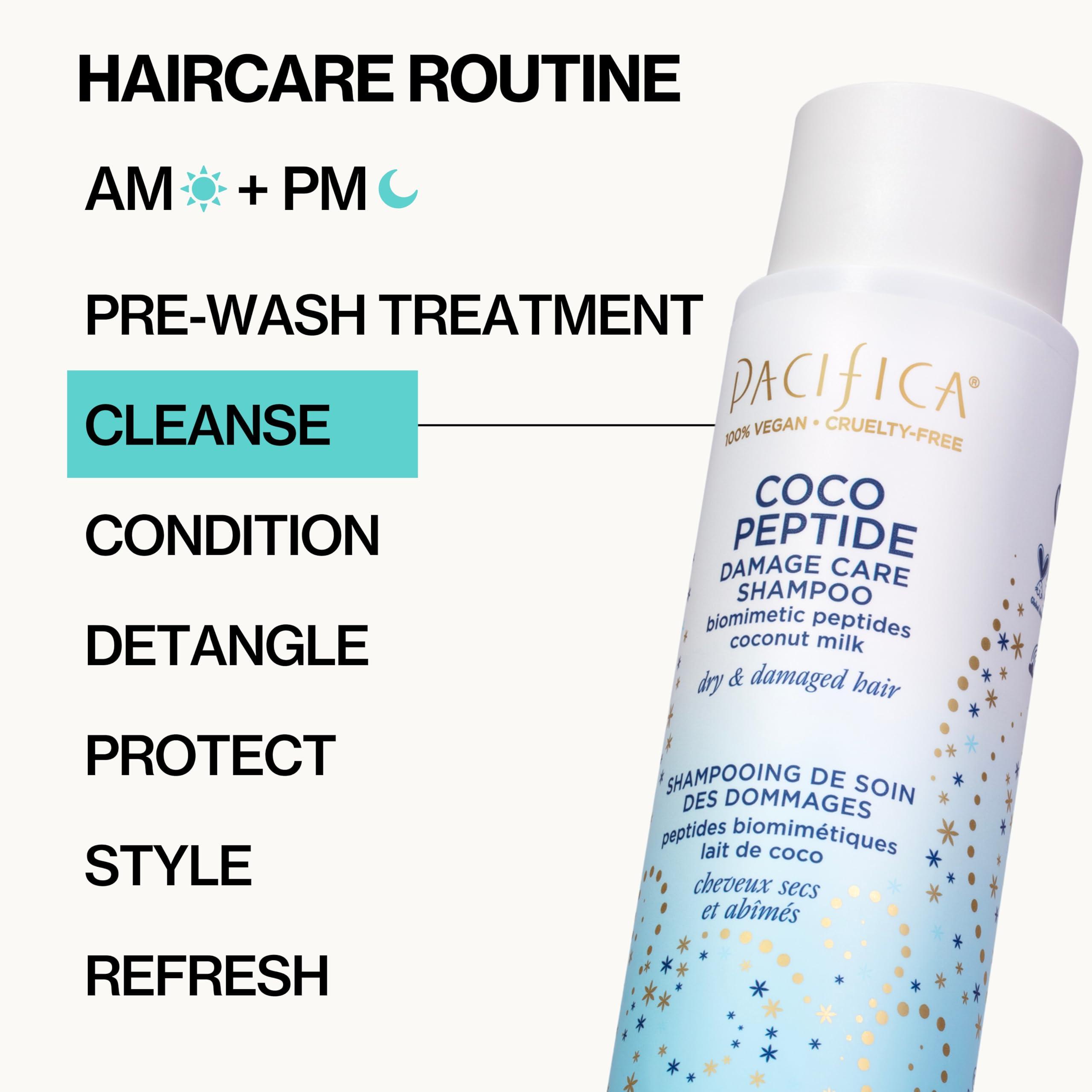 Pacifica Pacifica Coco Peptide Damage Care Shampoo & Conditioner Set - Repair Colored, Heat Treated Hair, Split Ends & Breakage, for Dry Hair - Clean Vegan & Cruelty-Free Dermatologist Tested