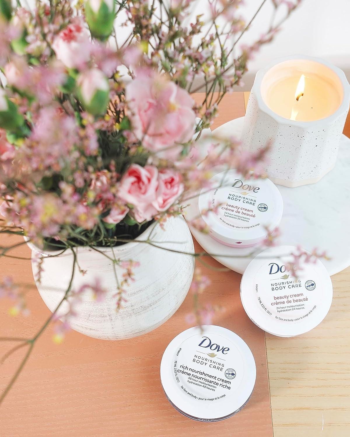 Dove Dove Nourishing Body Care, Face, Hand, and Body Beauty Cream for Normal to Dry Skin Lotion for Women with 24-Hour Moisturization, 12-Pack, 5.07 Oz Each, Jar