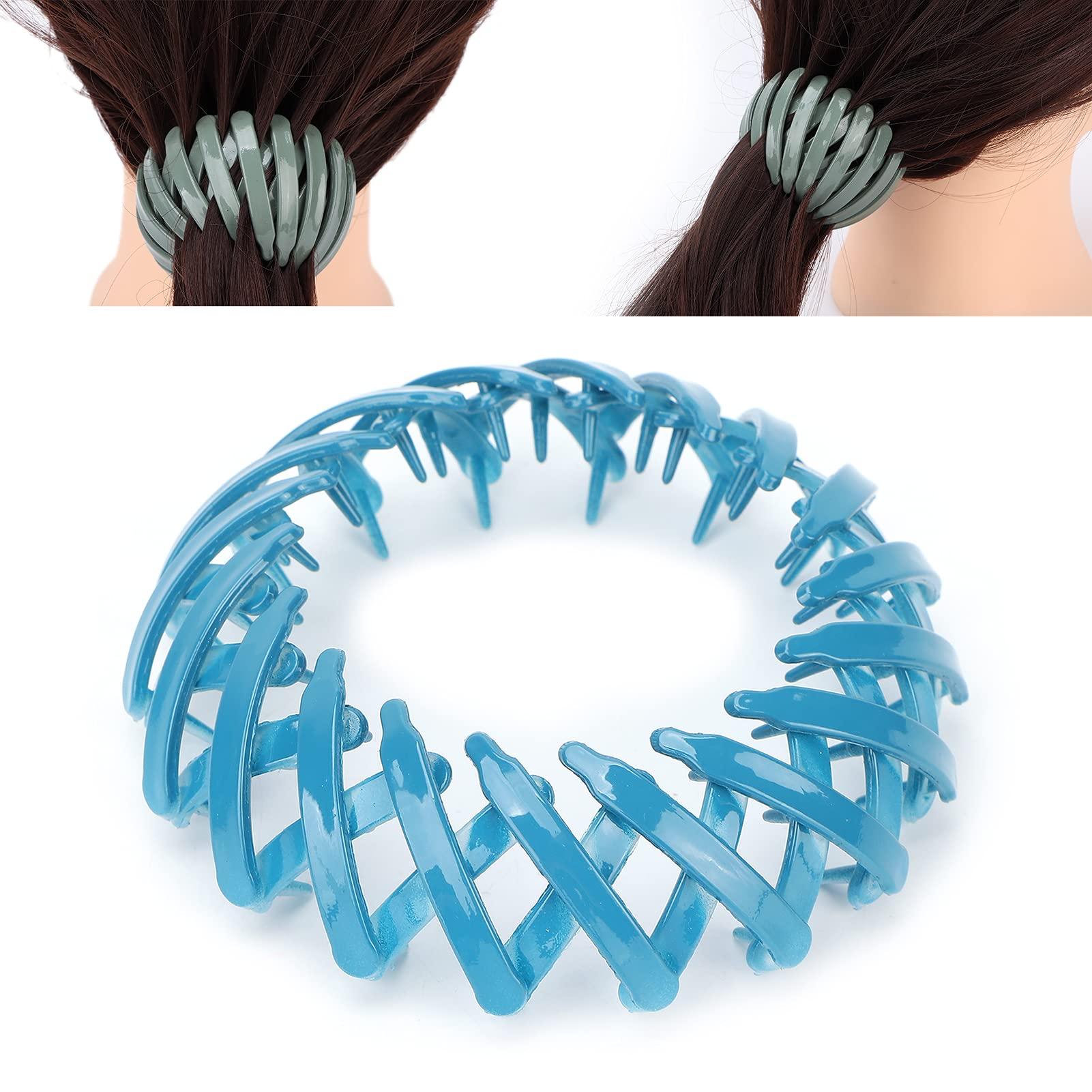 Pongnas Magic Hair Clip,Bird Shaped Hair Clips Expandable Bun Ponytail Holder Hair Claw Clamp Accessories (Blue)