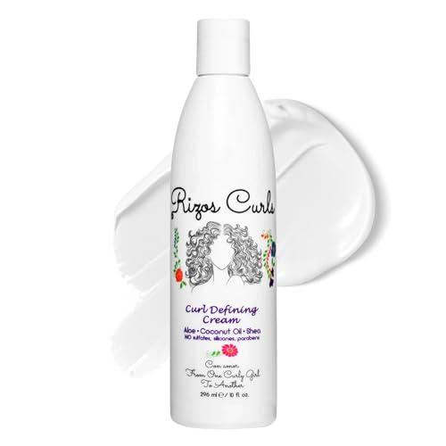 Rizos Curls Rizos Curls Curl Defining Cream, Enhance Waves, Curls & Coils, Soft Hold Weightless Volume, Moisturizing Frizz-Free Shine with Aloe Vera, Coconut Oil & Shea Butter, All Curl Patterns 2a - 4c, 10 oz