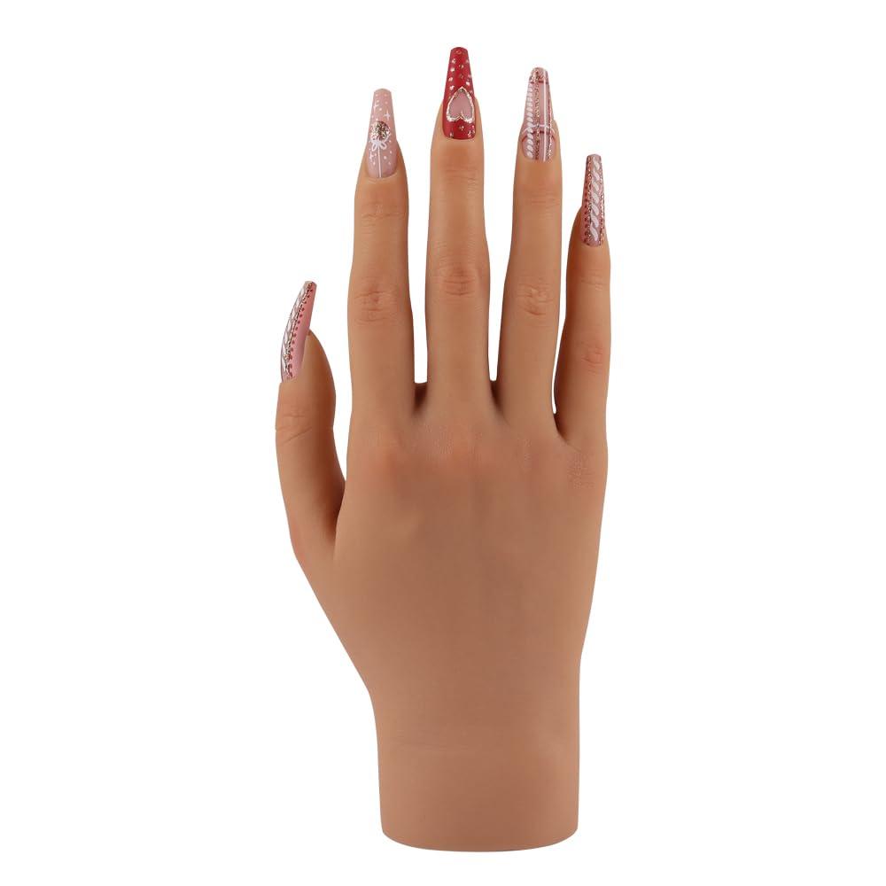 KnowU Silicone Practice Hand for Acrylic Nails,Fake Hands to Practice Fake Nails Mannequin Hand for Nails Practice and Nail Art