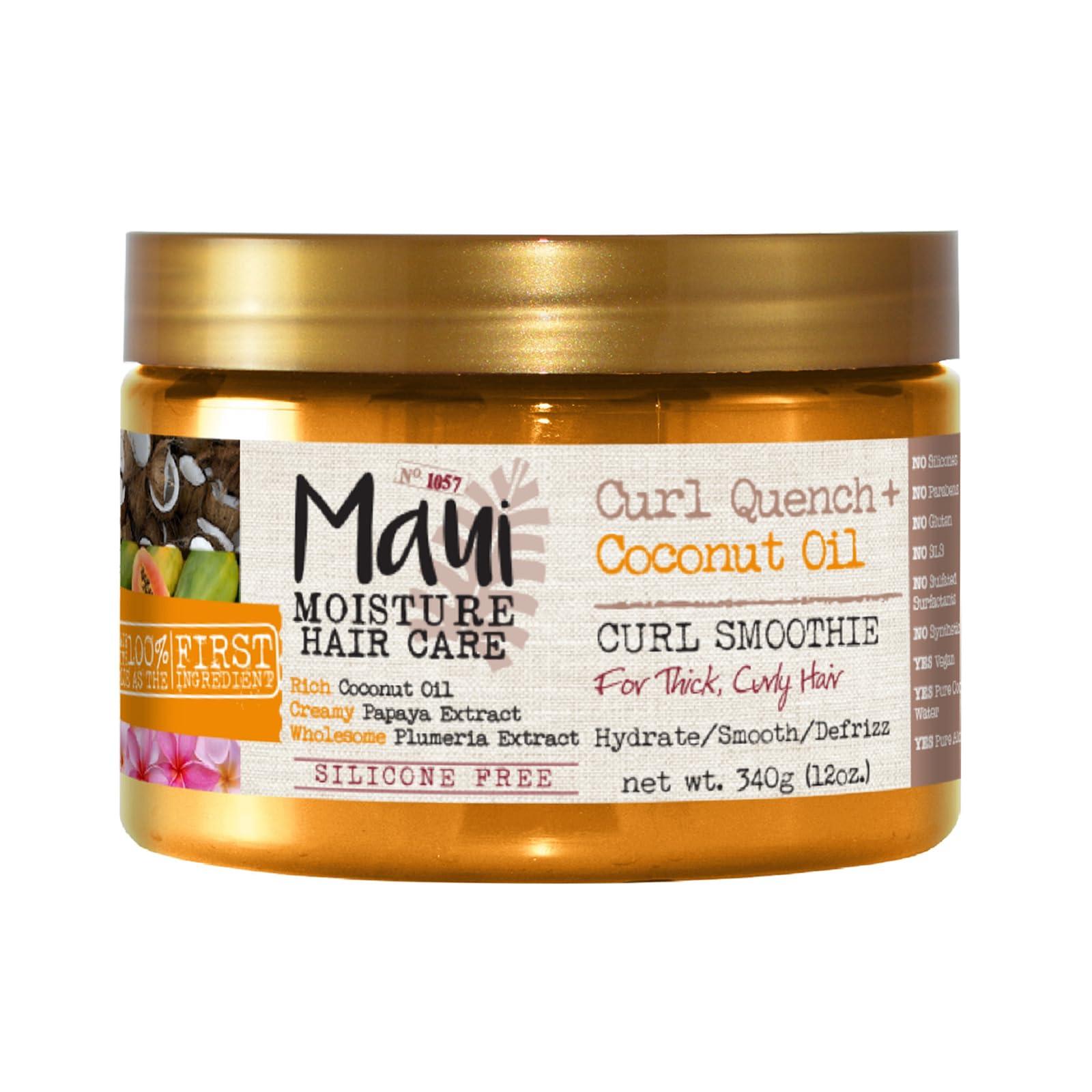 Maui Moisture Maui Moisture Curl Quench Coconut Oil Hydrating Smoothie 12 oz & Aunt Jackie's Curl La La Lightweight Defining Custard 15 oz