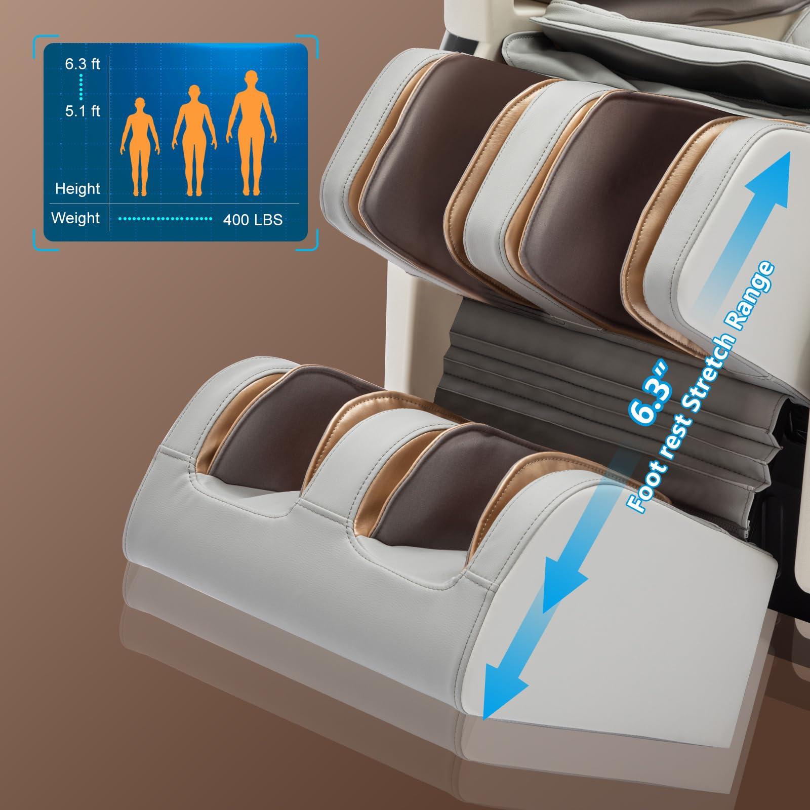 Artist hand Massage Chair Full Body, SL Track Zero Gravity Massage Chair Recliner with 12 Modes, Bluetooth Speaker, Body Scan, Foot Roller & Airbags Massage, AI Voice Control, Wireless Charging, White