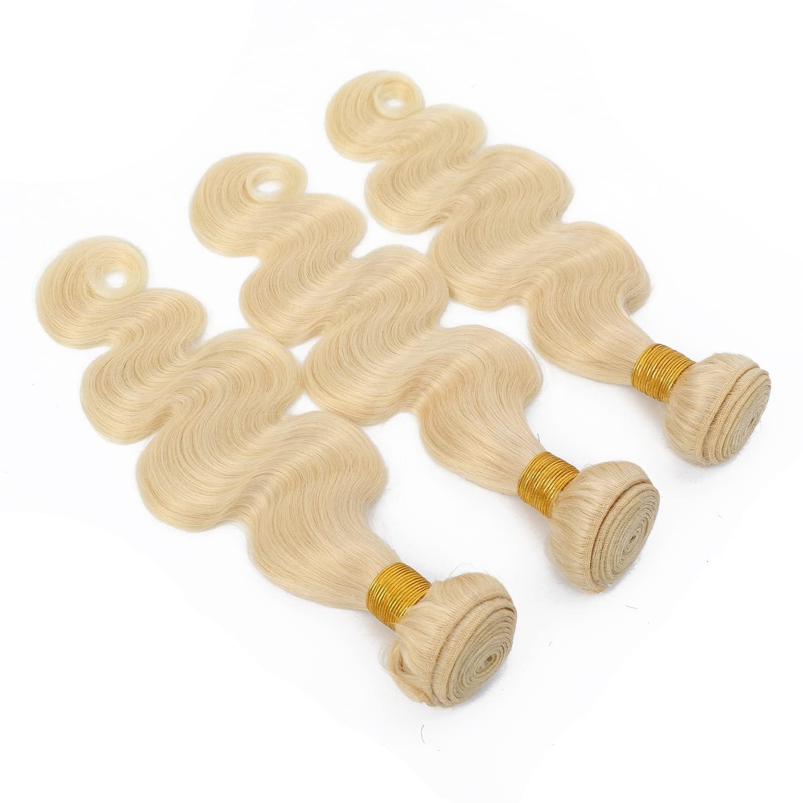 Lolatemi 613 Bundles Blonde Human Hair Body Wave 3 Bundles 16 18 20 Inch 100% Unprocessed 10A Brazilian Virgin Human Hair Bundles 613 Bundles Human Hair
