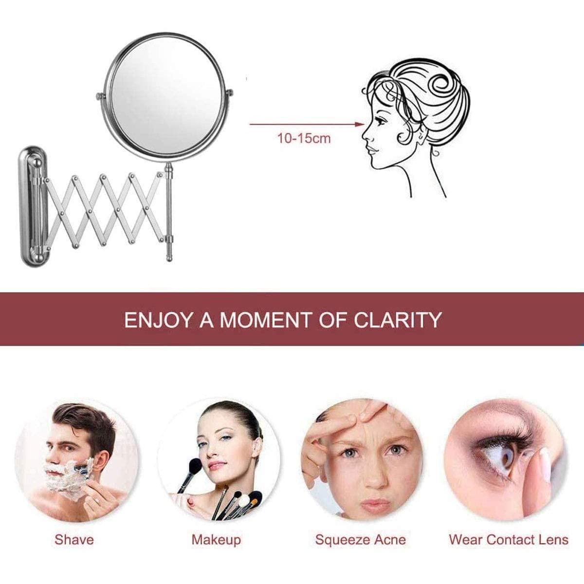 GANGEV GANGEV Makeup Mirror Wall Mounted 10x Magnification, Round Make Up Mirror 8 Inch Wall Mounted Shaving Mirror