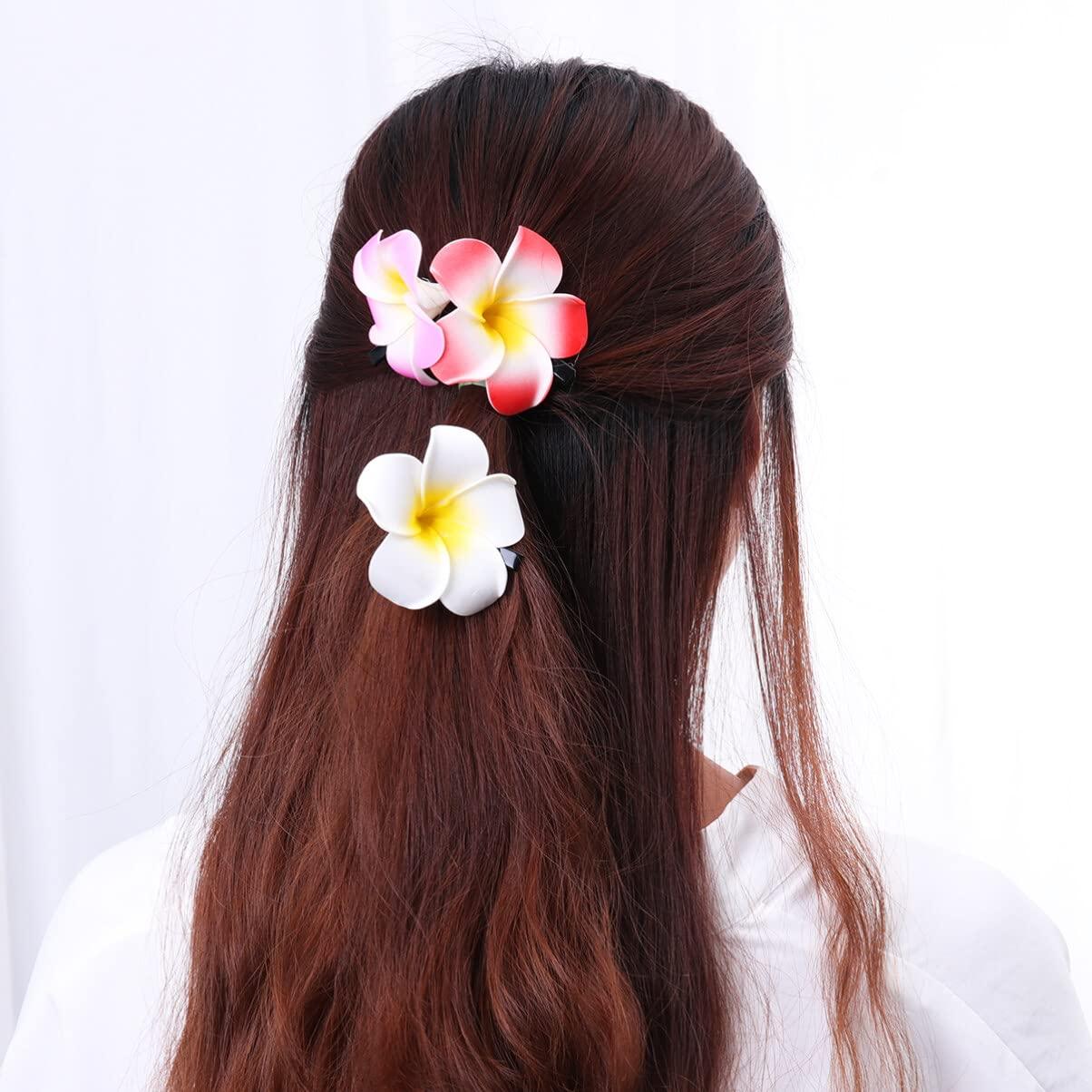 Beaupretty 24pcs Hawaiian Flowers for Hair Hawaiian Decorations Plumeria Hair Clip Flower Hair Clips