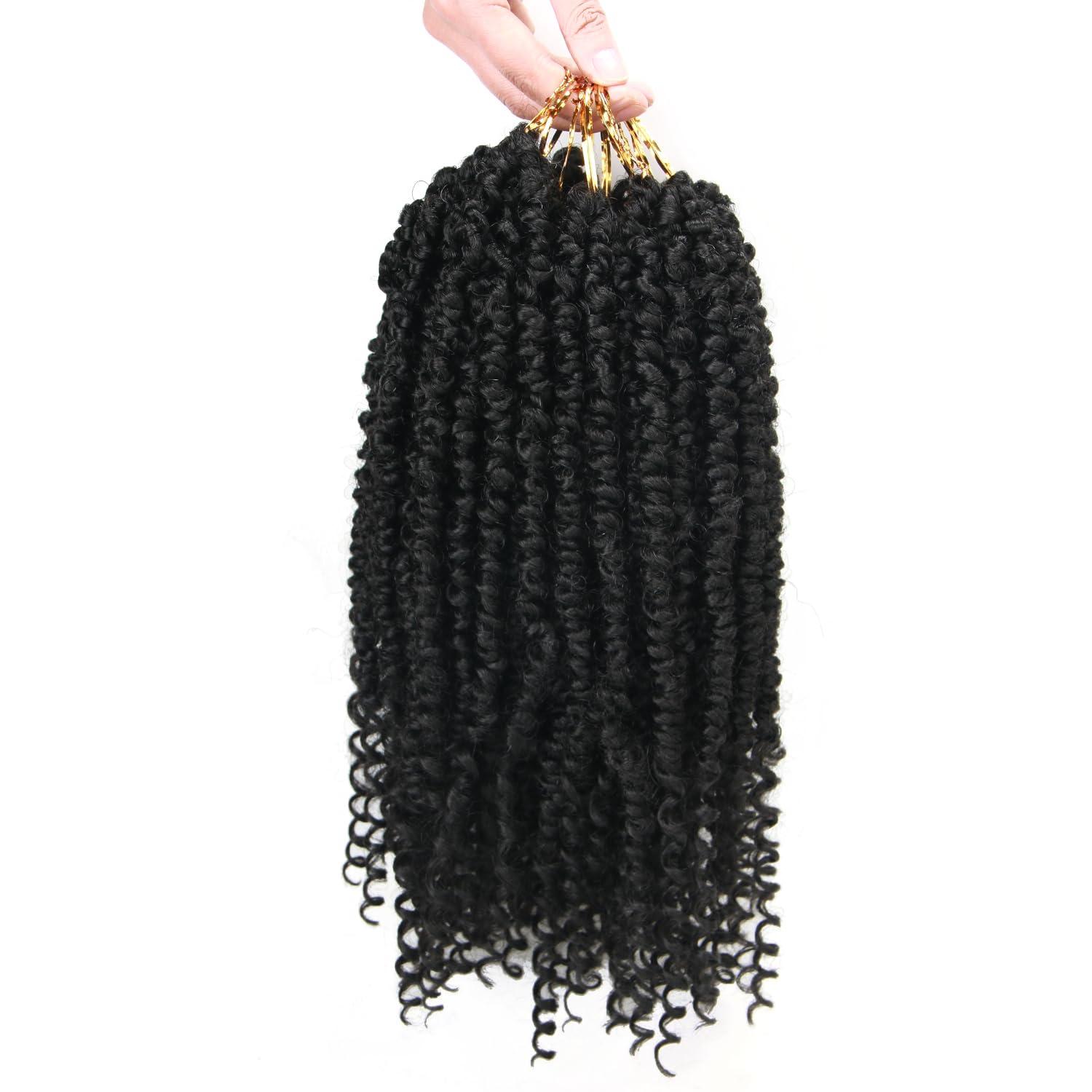 ROSESSEA 8 Packs/lot Passion Twist Crochet Hair 14 Inch Short Pre Looped Passion Twist Crochet Braids Bohemian Spring Twist Crochet Braiding Hair Curly End Wave Senegalese Twist Hair Extension For Women