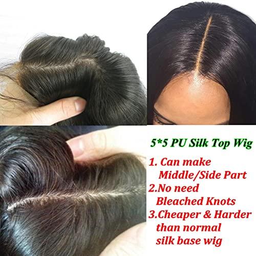 Ruma Hair Full 13x4 HD Transparent Lace Frontal Wig Loose Wave Silk Top Lace Closure Human Hair Wigs For Women Preplucked Brazilian Hair Wig Baby Hair (14inch, 4x4 Lace Closure Wig)