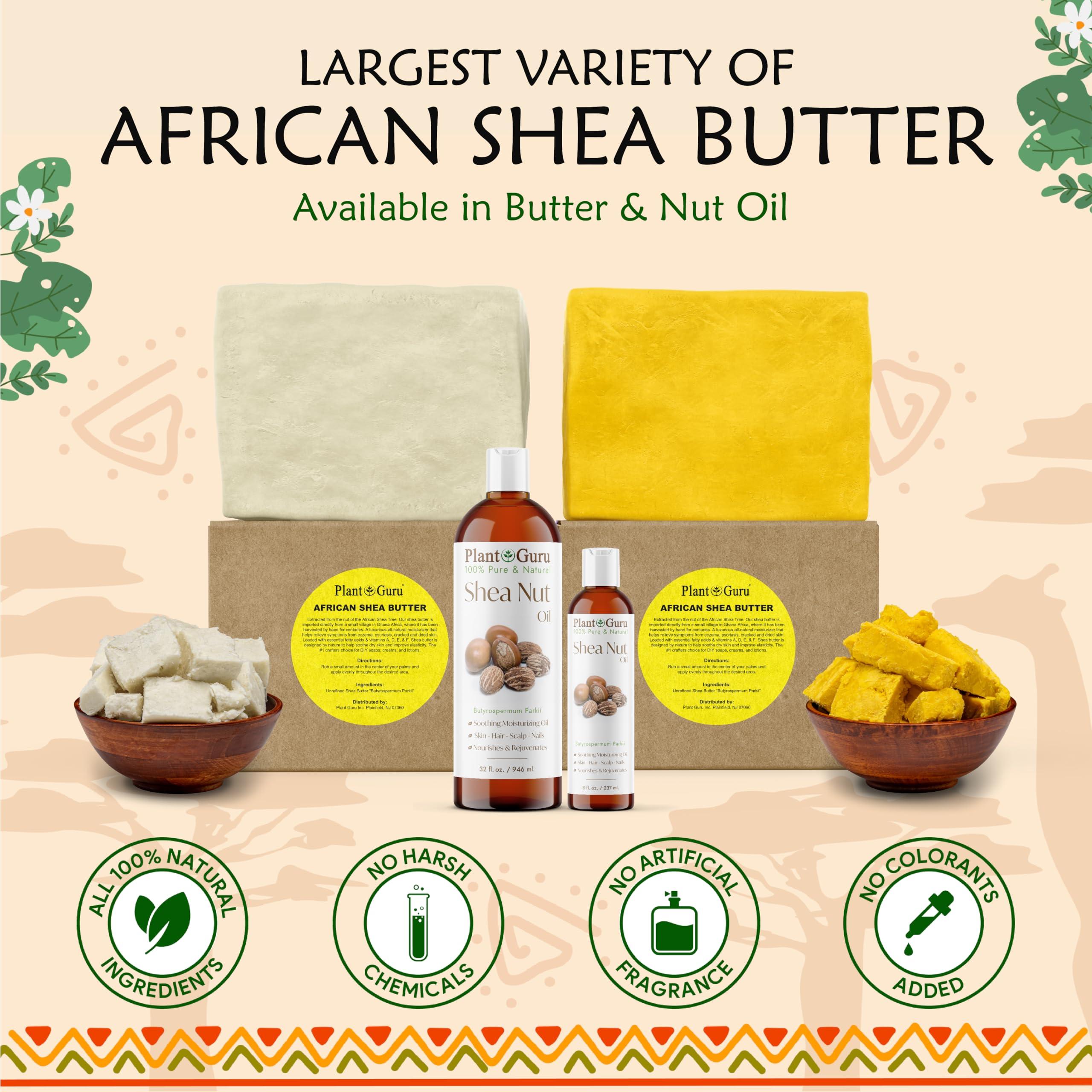 Plant Guru Raw African Shea Butter 3 lbs. Bulk 100% Pure Natural Unrefined YELLOW Grade A - Ideal Moisturizer For Dry Skin, Body, Face And Hair Growth. Great For DIY Soap and Lip balm Making.