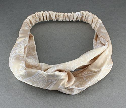 Wholesale Fashion HairClip Beige Turban Twist Stretch Headband Fabric 1.5\" Wide Turband Paisley Bandana Fashion hair Accessories for Women