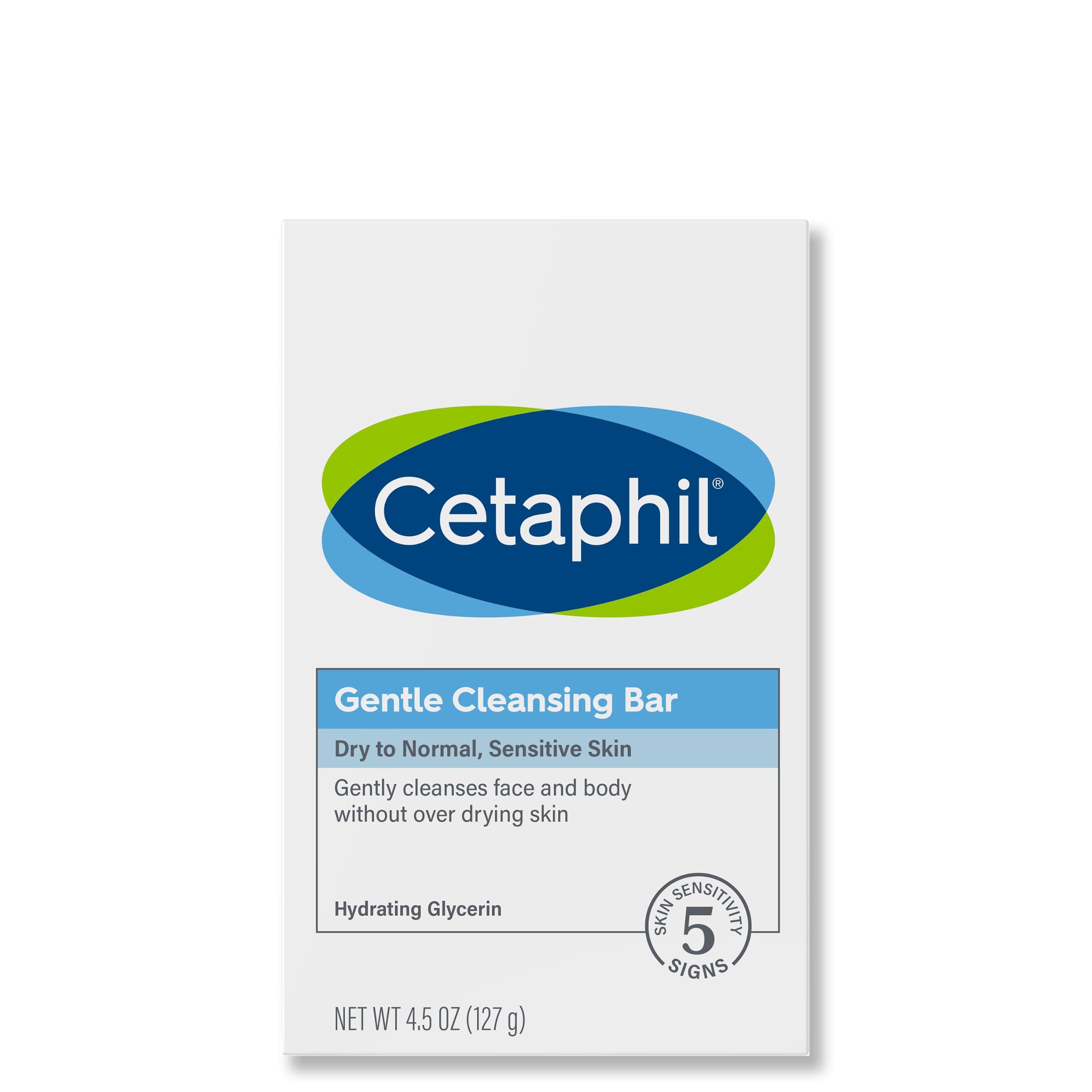 Cetaphil CETAPHIL Gentle Cleansing Bar, 4.5 oz Bar (Pack of 6), Nourishing Cleansing Bar For Dry, Sensitive Skin, Non-Comedogenic, Dermatologist Recommended Sensitive Skincare Brand