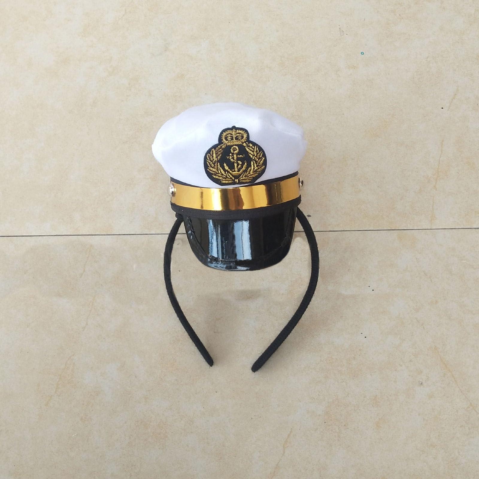 Soochat Soochat Sailor Captain Hat Headband Mini Navy Marine Admiral Hat Headbands for Halloween Costume Accessories Photo Prop 1Pcs
